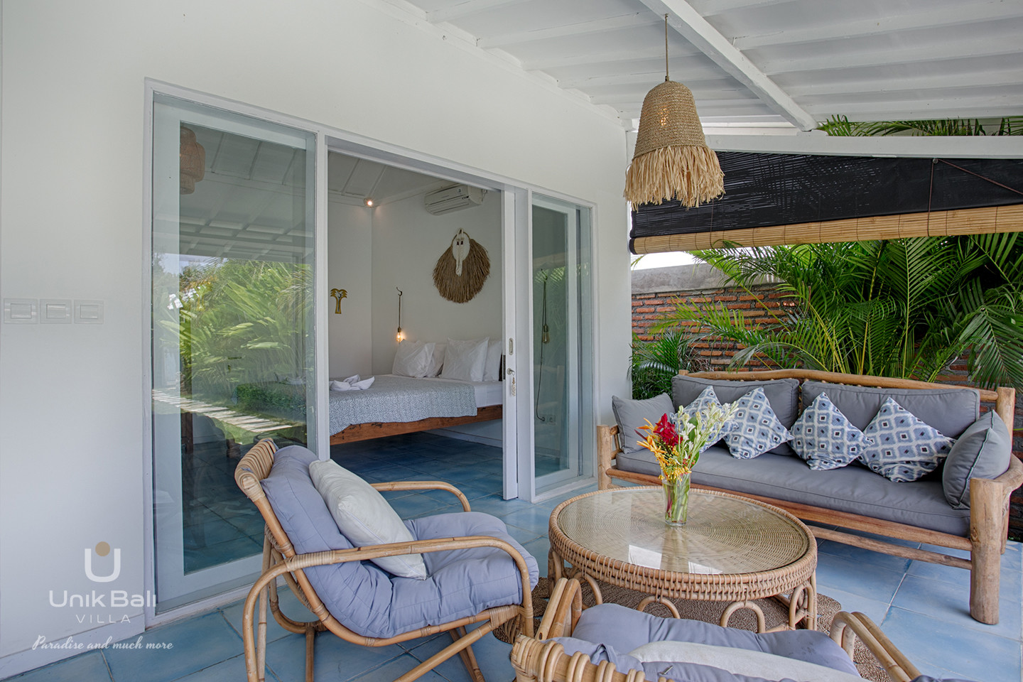 Unik Bali Villa Grey Blue Damai For Rent 15 Terrace Bedroom01 Blue