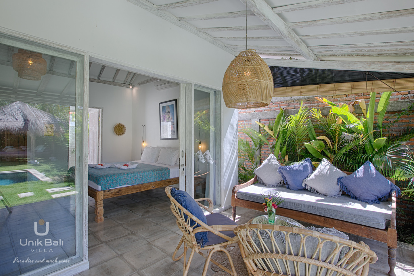 Unik Bali Villa Grey Blue Damai For Rent 17 Terrace Bedroom01 Grey